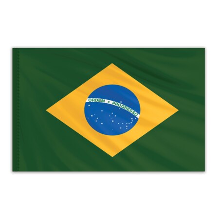 Brazil Indoor Nylon Flag 3'x5' With Gold Fringe